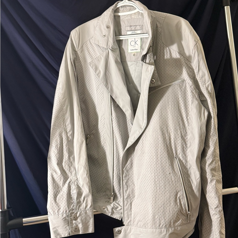 Calvin Klein Men's Light Gray Perforated Jacket